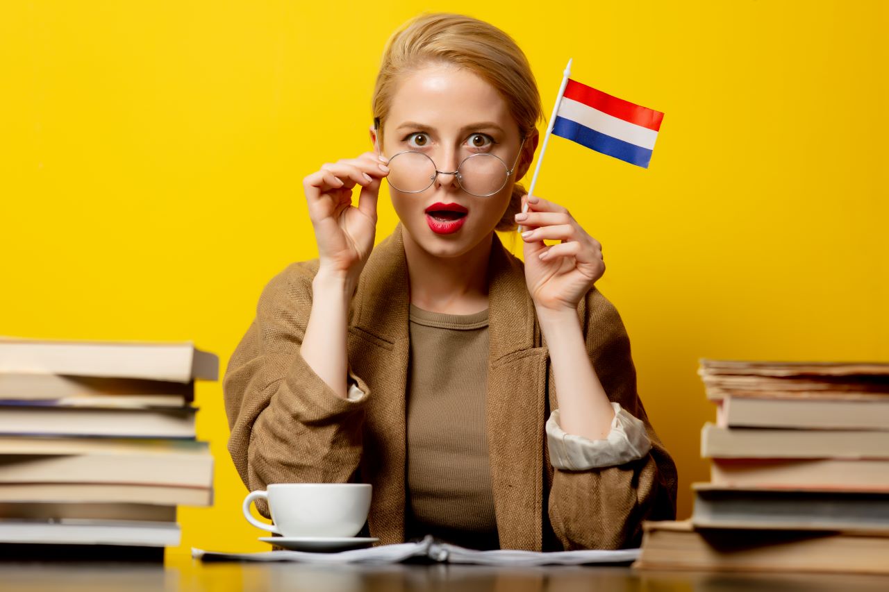 Dutch woman with books